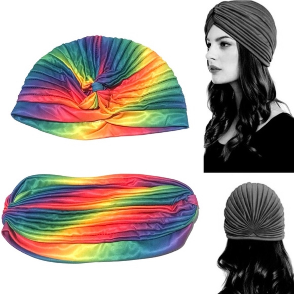 Fashion Neon Gypsy Boho rainbow wrap style hat